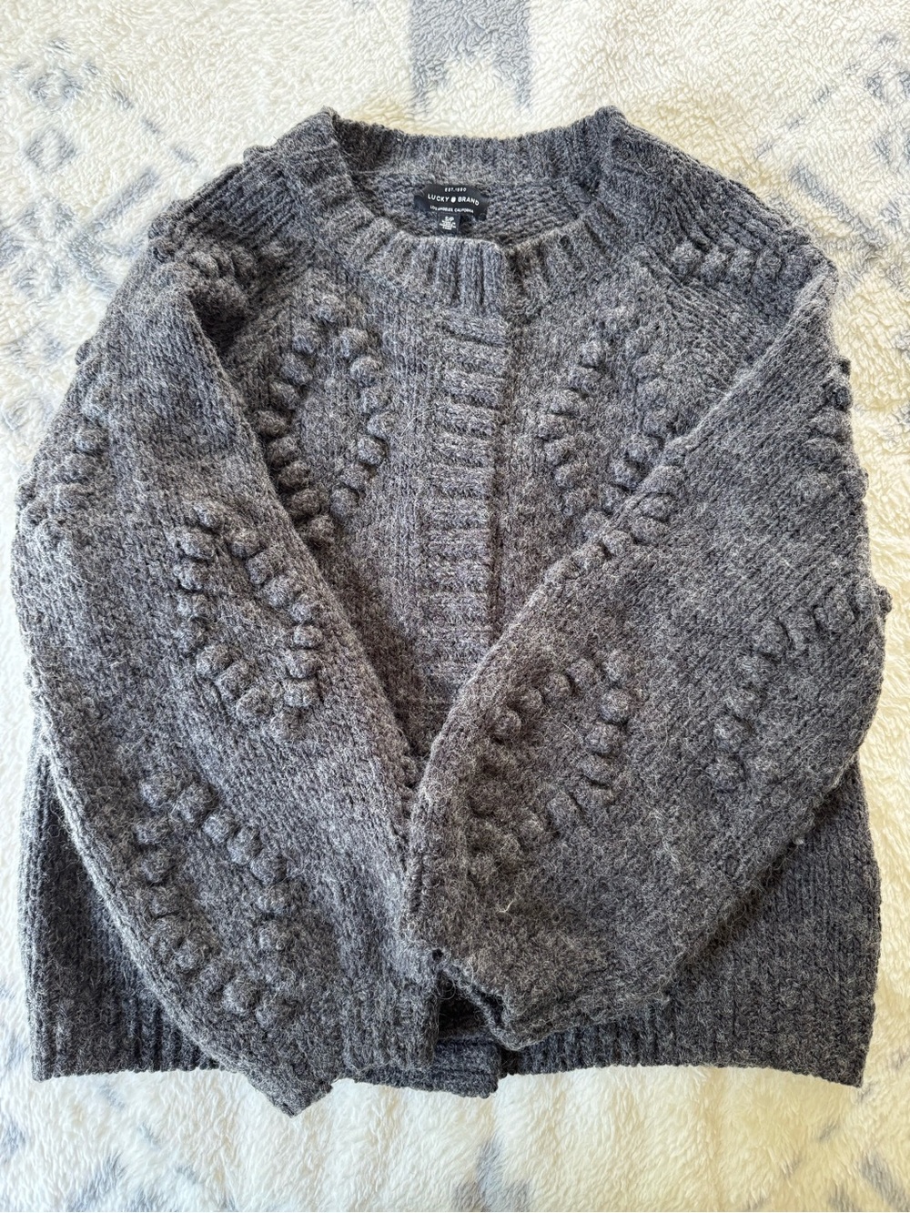 Lucky Brand Cozy Gray Textured Knit Sweater
